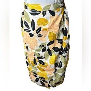 New Rachel Zoe 100% linen wrap skirt floral leaf size medium